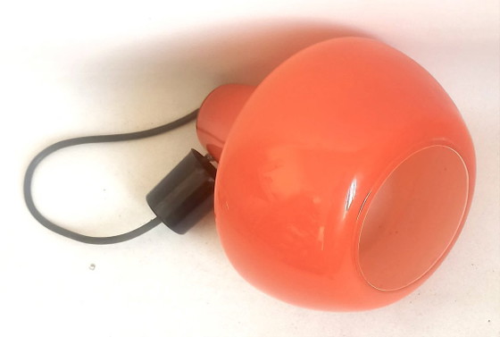 Image 1 of Lampada a sospensione in vetro opalino arancione di Peill & Putzler, anni '70, diametro 23,5 cm.