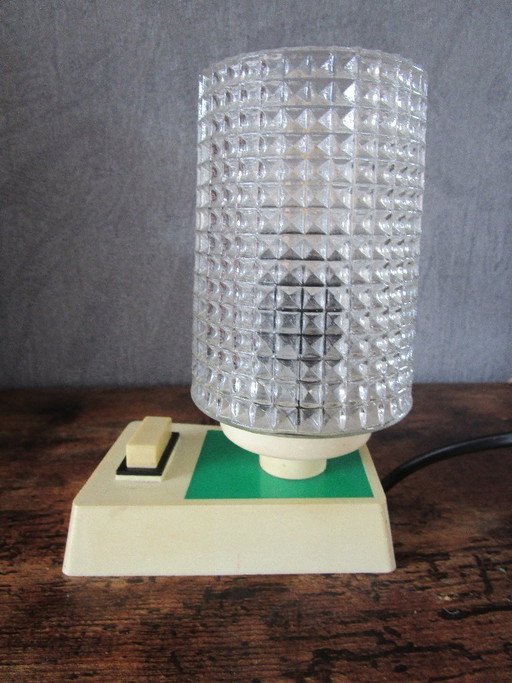 Bellissima lampada da comodino vintage - anni '60/'70 - Verde con rilievo in vetro