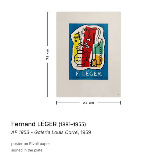 Image 1 of Fernand LÉGER AF 1953 - Cartel de la Galería Louis Carré 1959