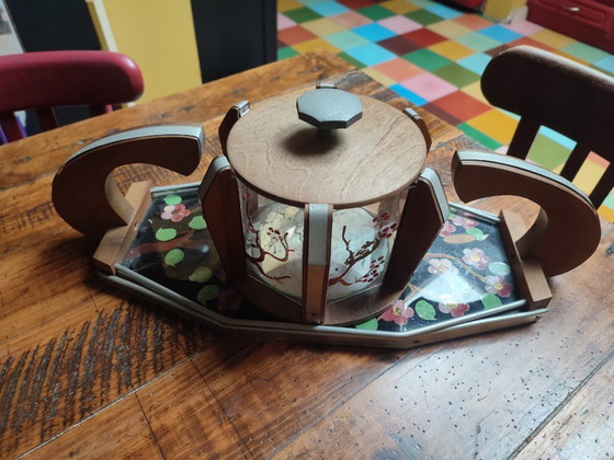 Image 1 of Rare Magnifique Ancienne Boîte à Biscuits Avec Son Plateau