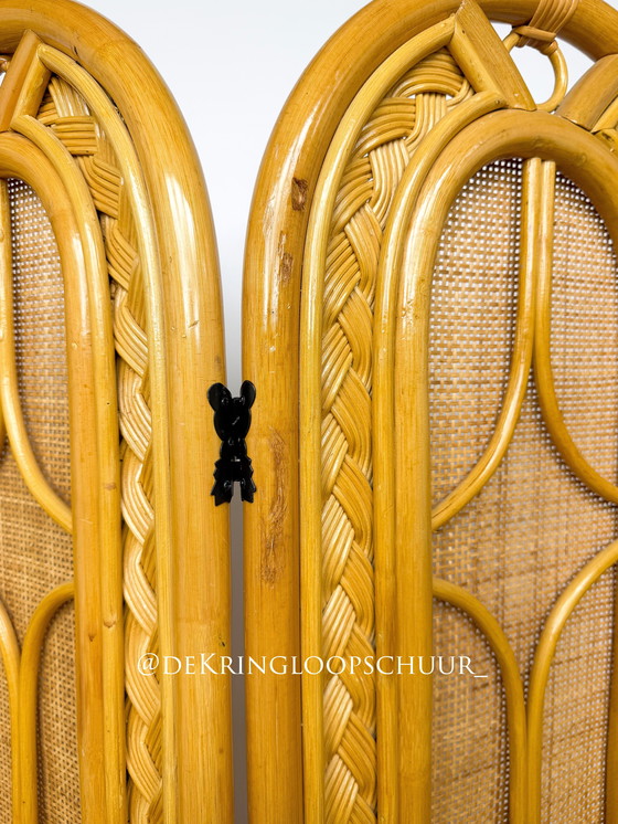 Image 1 of Paravento vintage in rattan e bambù per dividere la stanza.