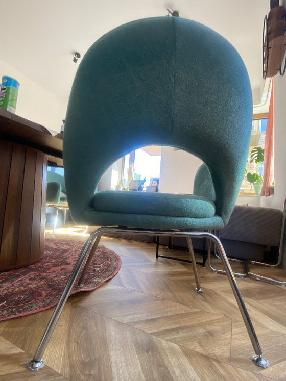 Image 1 of 4x vintage directiestoelen Eero Saarinen design turquoise