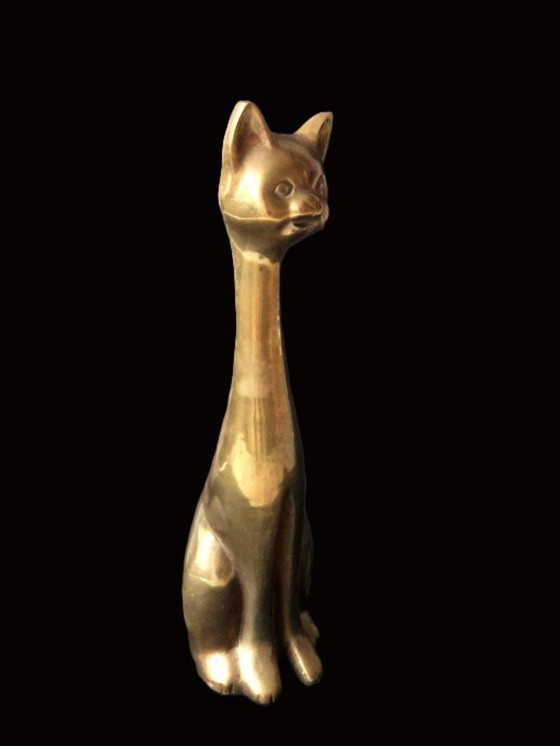 Image 1 of Large solid copper cat - 28.5 cm - 976 grams - 70s