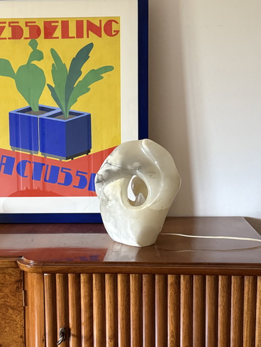 Sculpturale albasten tafellamp, Frankrijk 1980