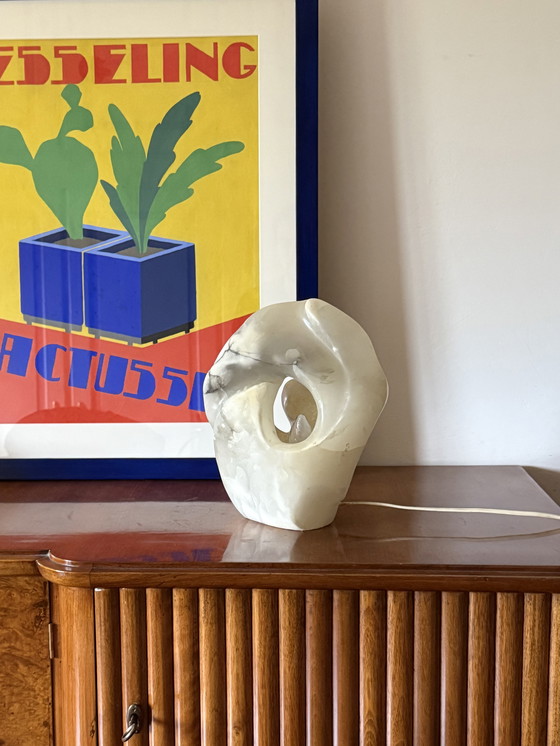 Image 1 of Sculpturale albasten tafellamp, Frankrijk 1980