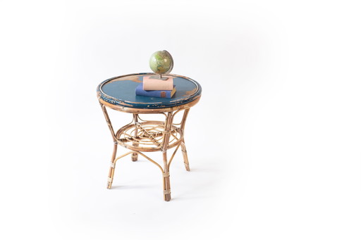 Bamboo garden table with patina, 60s