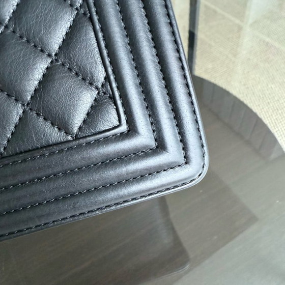 Image 1 of Chanel Boy Medium - 25CM Quilted Calfskin Black Ruthenium Silver Hardware