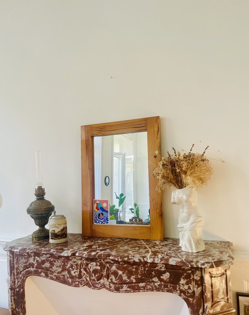 Scandinavian-style solid pine mirror