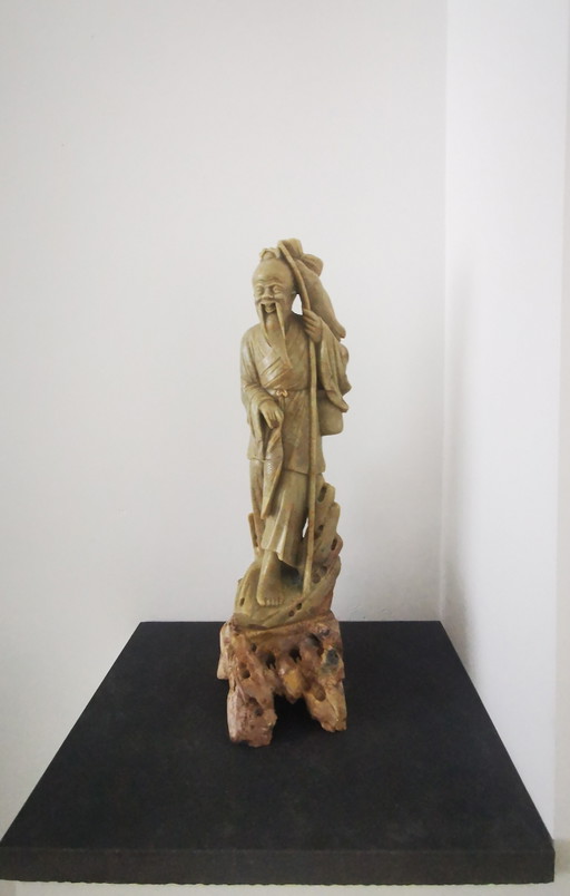 Statue, Soapstone, Chinese Lucky God Shou