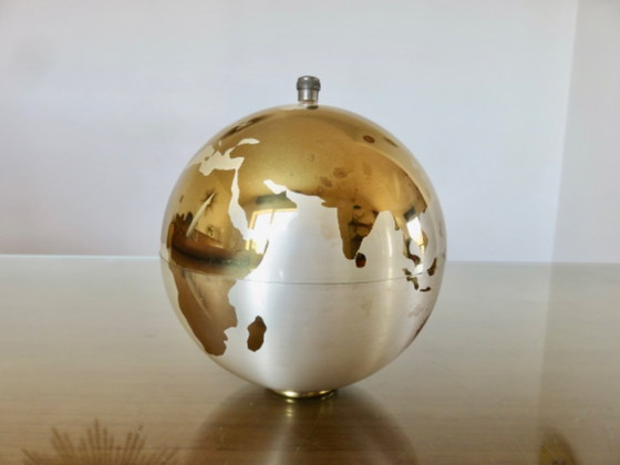 Image 1 of Large globe, brass cigarette dispenser, 1960s-70s