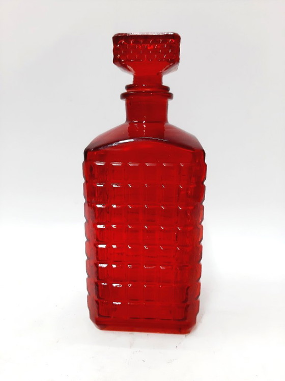 Image 1 of Carafe en verre rouge rubis vintage, carafe