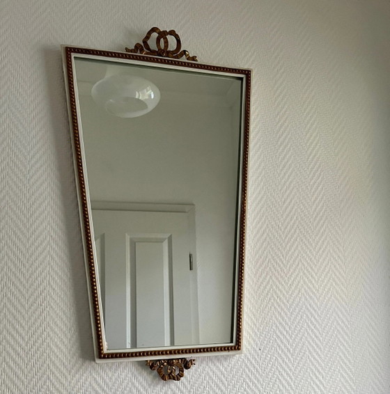 Specchio Vintage anni '50 Mid-Century. Specchio Shabby Chic, Specchio d'ingresso, Specchio da trucco, – Metal (photo 2 of 5)