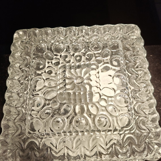 Image 1 of Lampada da soffitto/parete vintage anni '70 in vetro ghiaccio – Brutalismo ed era spaziale