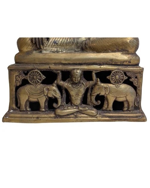 Bronze Buddha mit Elefantenbasis – Shakyamuni – Bildhauerei (photo 10 of 11)