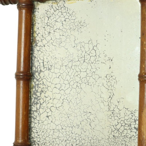 Miroir antique en bois et faux bambou