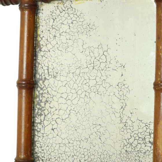 Image 1 of Antieke Houten Faux Bamboe Spiegel