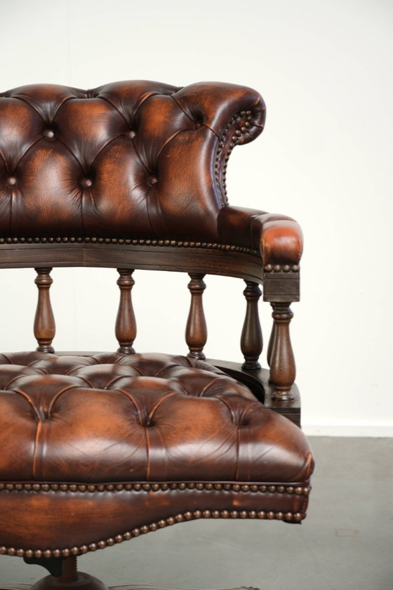 Sedia da ufficio Chesterfield di lusso in pelle bovina inglese, girevole e reclinabile con bottoni, colori (photo 9 of 15)