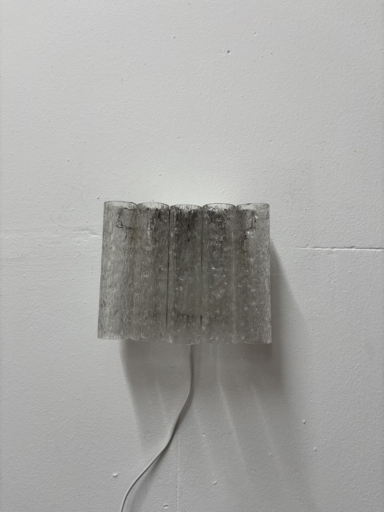Image 1 of Vintage Doria Leuchten wall lamp ice glass tubes 1960s