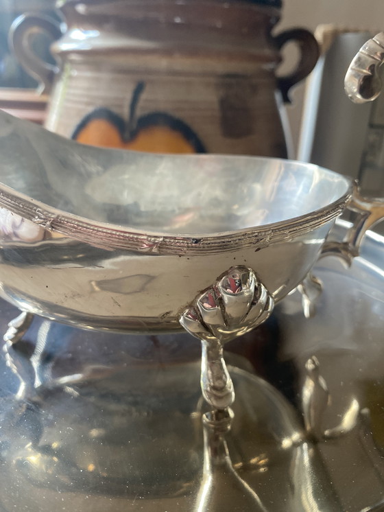 Image 1 of Salsera plateada Art Nouveau de los años 90