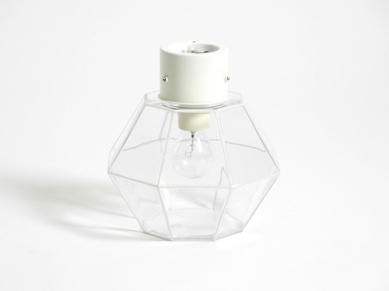 Image 1 of Bellissima lampada da soffitto in vetro Limburg degli anni '70 a forma ottagonale