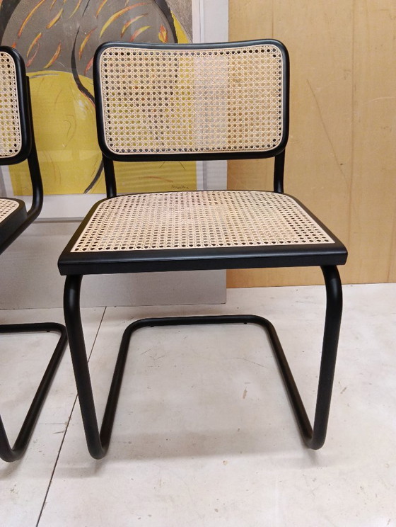 Image 1 of ALIVARMVSEVM 104. SET of 2 CESCA B32 Chairs (NEW) in Black Frame Limited Edition 