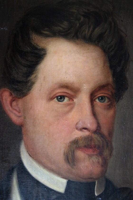 Image 1 of Porträt eines eleganten Herrn – Ölgemälde aus dem 19. Jahrhundert