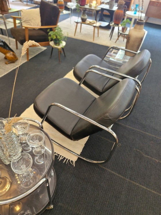 Set van twee vintage buisframe schommelstoelen in Bauhaus-stijl – Fauteuils, Skai (photo 3 of 9)