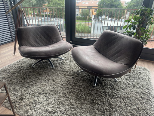 2x design lederen draaifauteuil