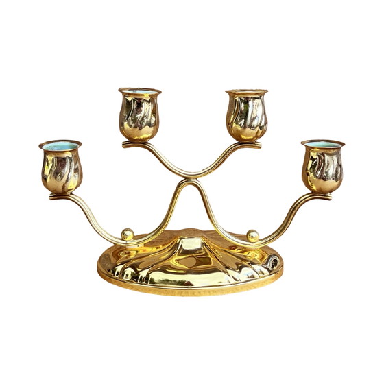 Image 1 of Four-light, gold-plated table candlestick, Germany, 1940s.