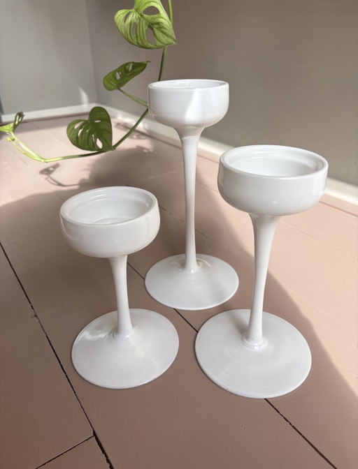 3x IKEA Blomster Candlesticks, White