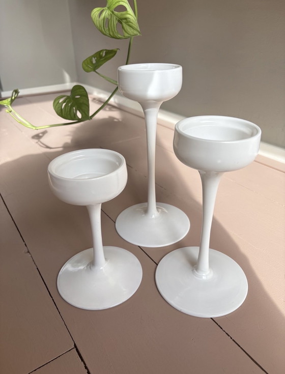 Image 1 of 3x IKEA Blomster Candlesticks, White