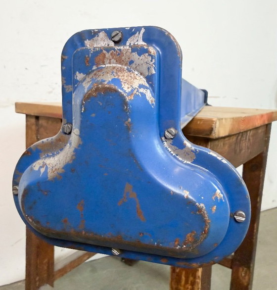 Image 1 of Blauwe industriële hanglamp, jaren 70