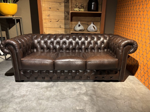 Chesterfield Bank  Antiekbruin Leer 