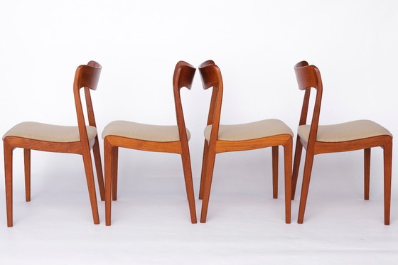 Image 1 of Set of 4 Danish Teak Chairs – 1960s Mid-Century Modern Dining Chairs, Restored & Reupholstered, Made in Denmark