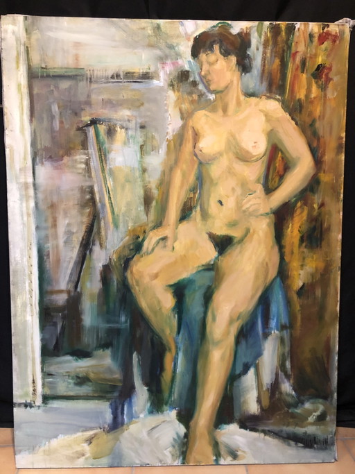 Kazuko Toyokawa (1919–1997) – Desnudo femenino de gran tamaño – Óleo sobre lienzo