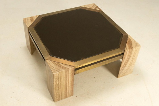 Image 1 of Stone and Brass Coffee Table, 1970s, Italy