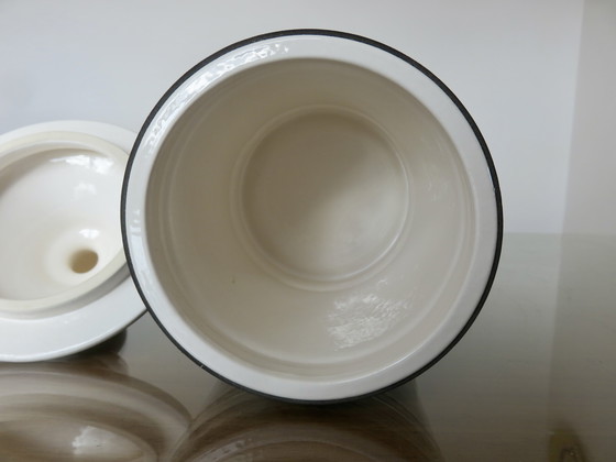 Image 1 of Pot à Tabac en Céramique et Skaï Noir, 1970