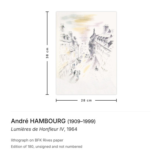 Image 1 of André HAMBOURG Litografía Luces de Honfleur IV 1964