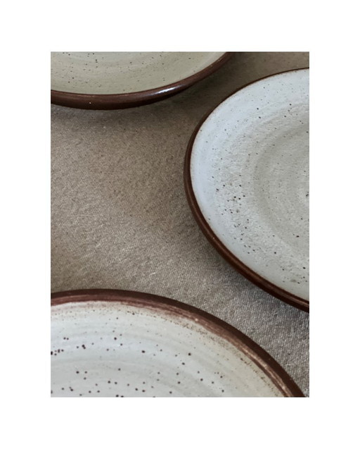 Service 8 assiettes en grès de gien, France 1970