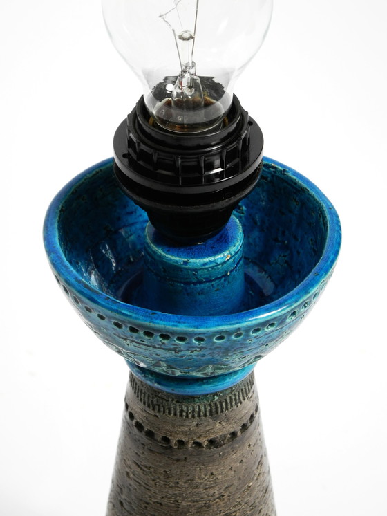 Image 1 of Beautiful 1960s Rimini Blue Ceramic Table Lamp by Aldo Londi for Bitossi, Italy