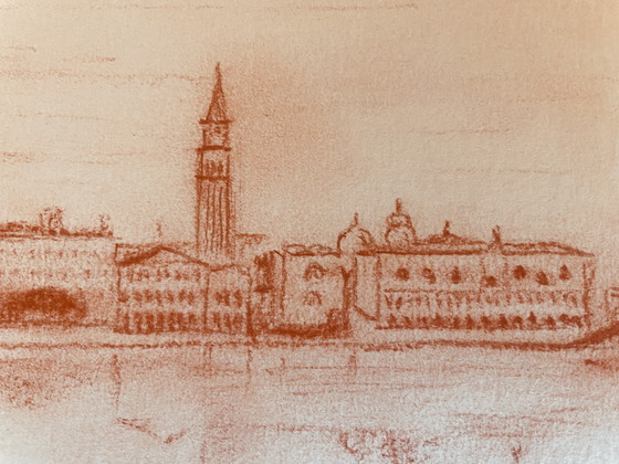 Image 1 of Signed Sanguine Landscape View of Venice Saint Mark's Square Venice