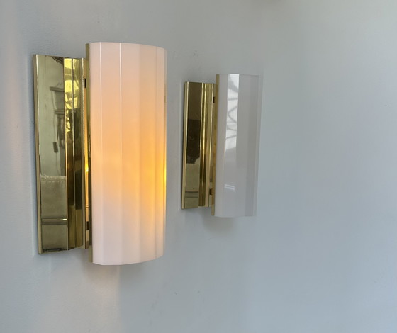 Image 1 of Pair of brass and perspex sconces, Fagerhult Sweden 1970