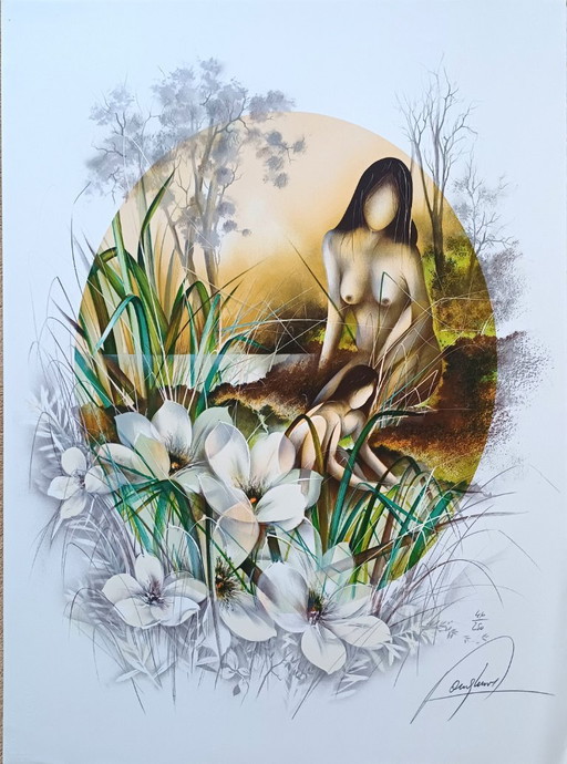 Raymond Poulet, 'Akt mit weißen Blumen'