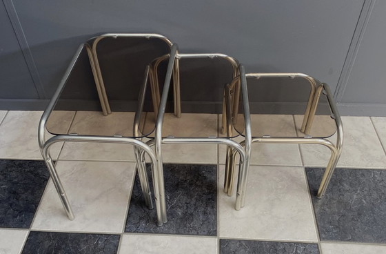 Image 1 of Glass nesting set of tables 1970s
