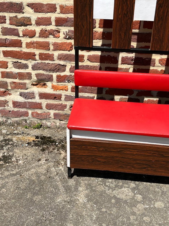 Image 1 of Vintage entryway cloakroom with bench and mirror