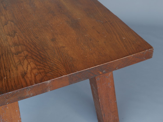 Image 1 of Table en chêne brutaliste française