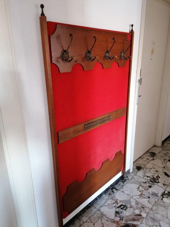 Appendiabiti da parete vintage — ingresso anni ’50–’60 – Velvet, Wood (photo 2 of 5)