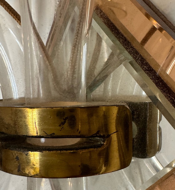 Image 1 of Art Deco crystal and brass mirror wall lights