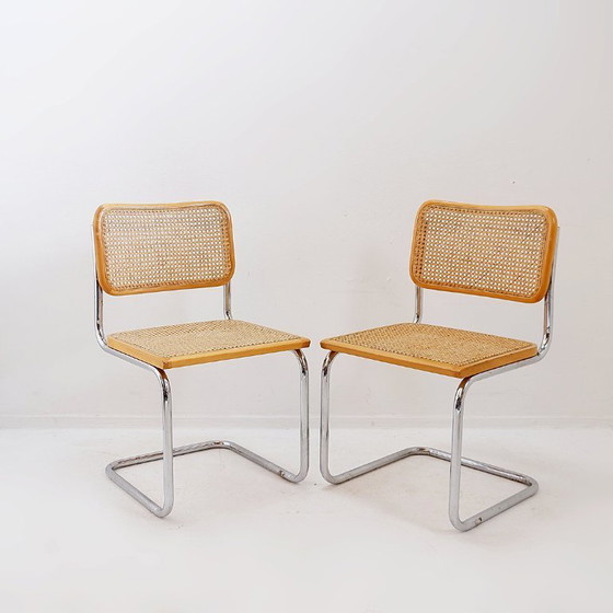 Image 1 of Pair of vintage Cesca chairs in light wood - Italy 1990s