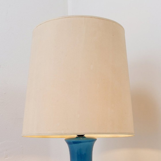 Image 1 of Lampe de table en céramique bleu turquoise - années 1960